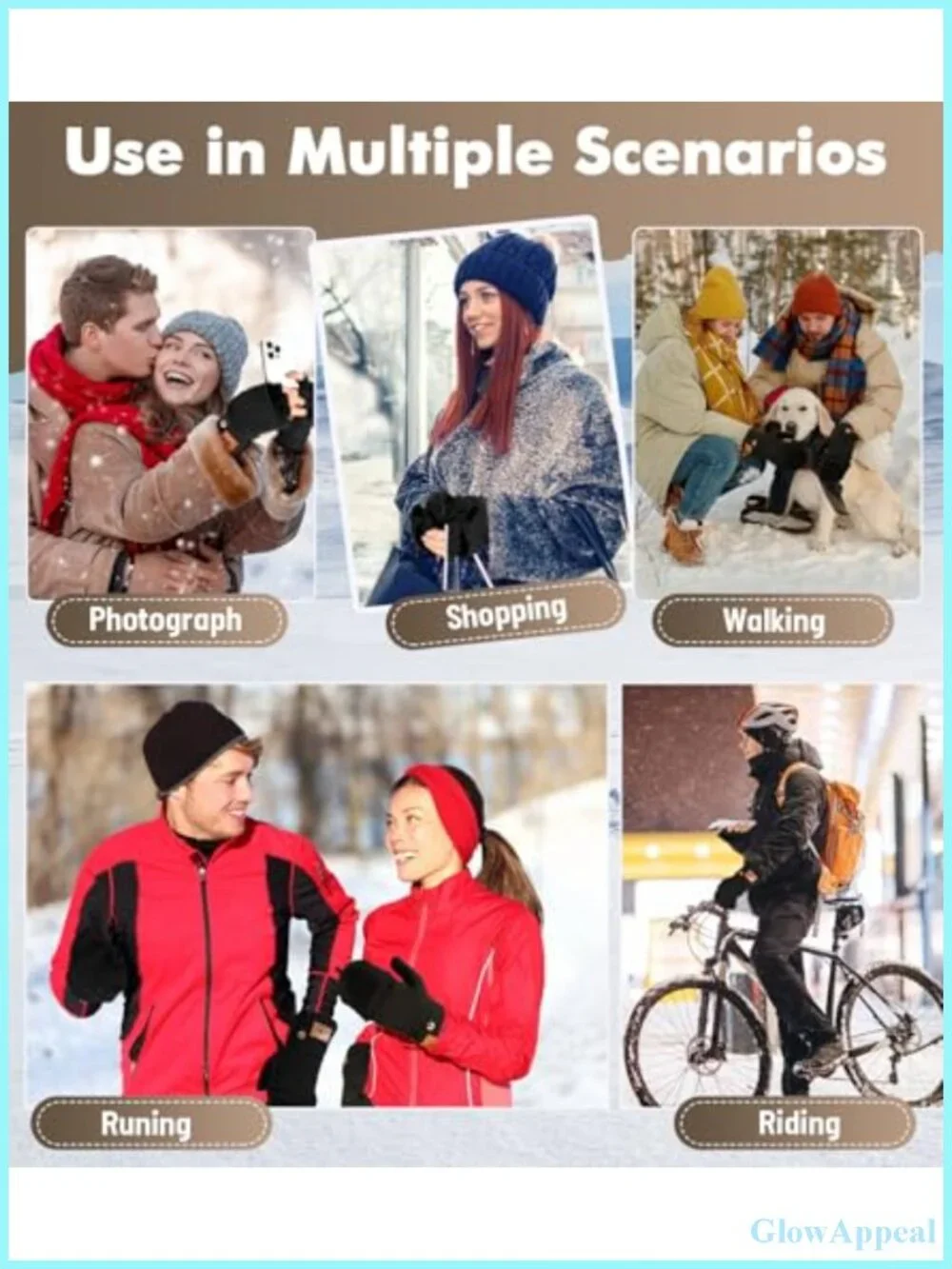 Warm Winter Convertible Fingerless Gloves with Flip Top, Touchscreen, Unisex